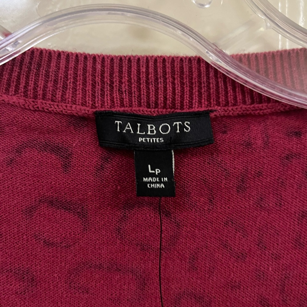 Talbots Pink Animal Print Cardigan - Picture 4 of 6